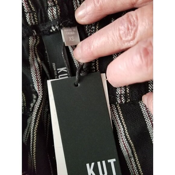 Kut From the Kloth Black Striped Beach Pants Drawstring Lightweight Casual Sz XS - Picture 11 of 13